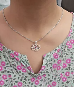 Ruby Gemstone 925 Sterling Silver Lotus pendant for birthday spiritual pendant - Picture 1 of 7