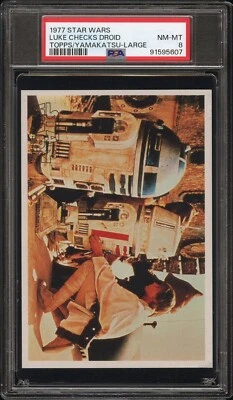 1977 Star Wars Topps Yamakatsu Large Card Luke Checks Droid PSA 8 NM-MT - Image 1 of 2