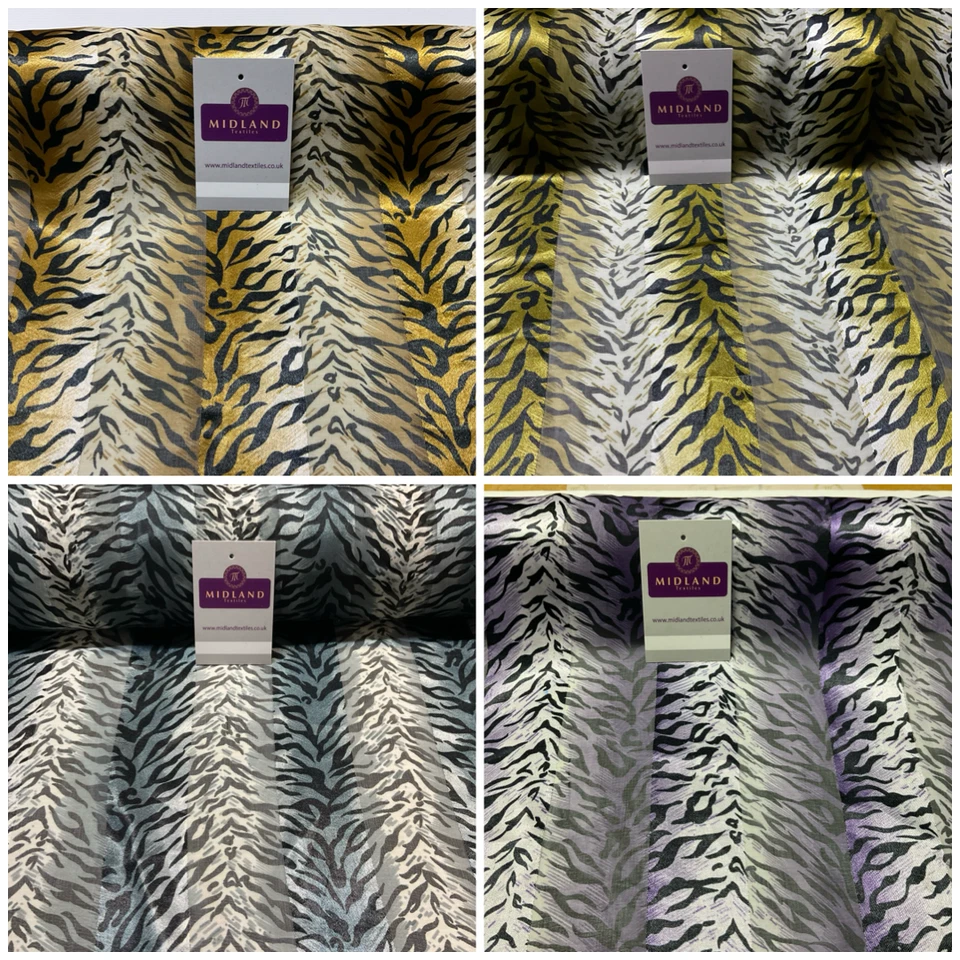 £4.99 Vestido Estampado Animal Gasa Satinado Rayas Tela 110cm Ancho M1673 Foto 1 de 1