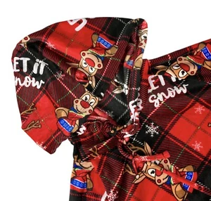 No Boundaries Jr. Girls Oh Reindeer Plush Hooded Pullover Rudolph Buffalo Plaid - Picture 1 of 14
