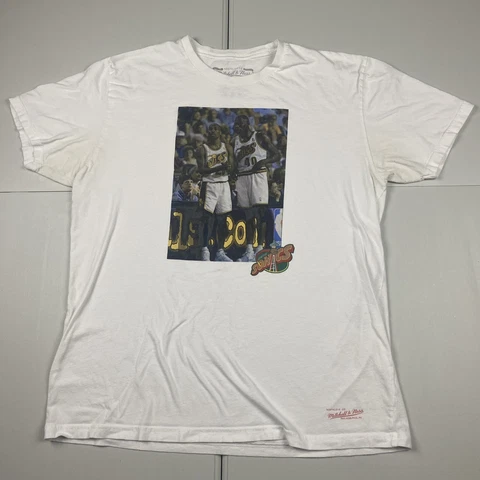 Mitchell and ness Seattle sonics SuperSonics kemp Payton t shirt white XL Cover