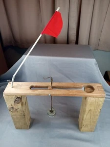 Vintage Per's Shur Tip Up Fremont Wisconsin Eisangeln Flagge Holz Hecht Zander - Bild 1 von 23