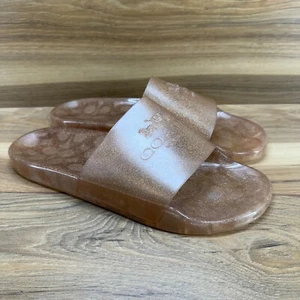 Coach Womens Slides Size 10 Champagne Ulyssa Slide Sandals Glitter - Picture 1 of 10