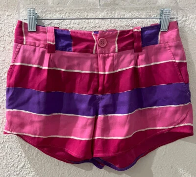 Corto Alice + Olivia Rosa Púrpura Rayas Seda Talla 0 Foto 1 de 4