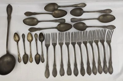 Ménagère En Étain XIXeme Anciens Couverts - Photo 1/4