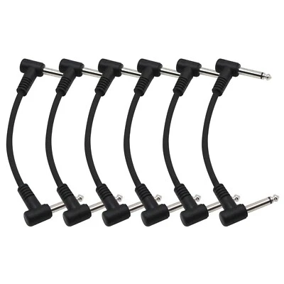 Hakka 6 pack 6'' Noiseless Effects Pedal Guitar Lead Patch Cables 1/4 Instrument - Image 1 of 4