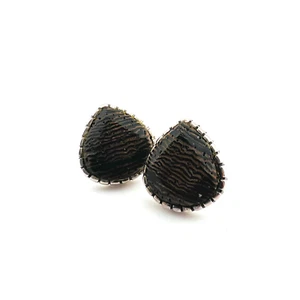 Pendientes vintage nativos de plata esterlina y madera negra africana para orejas perforadas - Imagen 1 de 5