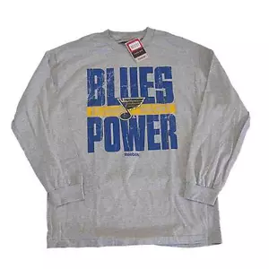 New Men's Official NHL St. Louis Blues Reebok Grey Long Sleeve Size Large - Picture 1 of 1