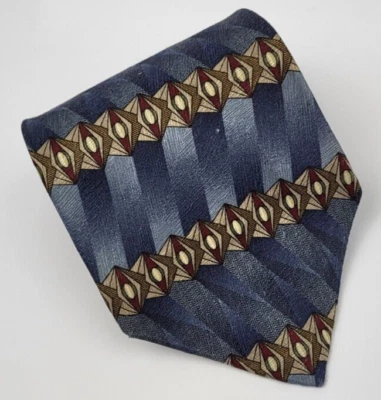 Corbata de seda Evan Picone azul gris rojo geométrica para hombre EE. UU. 57 x 3,75 Foto 1 de 4