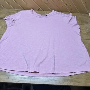 Susan Graver Weekend Short Sleeve T-shirt Lace Sleeves Purple Lilac | Women’s 5X - Imagen 1 de 6