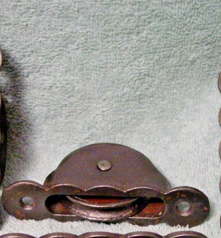 Vintage Window Sash Weight Pulleys Scalloped Edge X 3 Cover