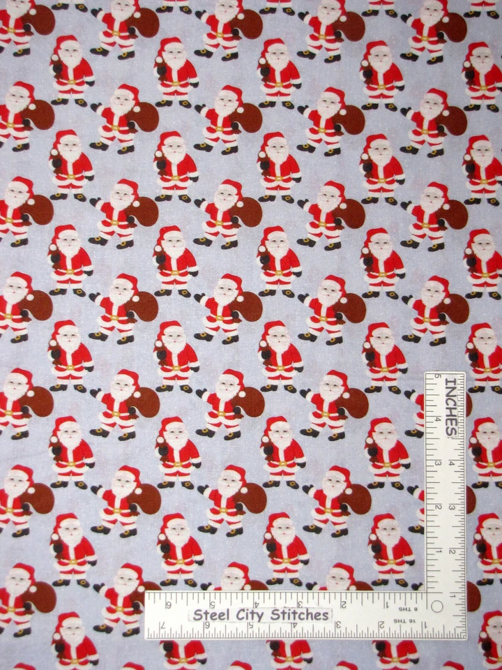 Saco de sujeción de Navidad de Papá Noel azul gris tela de algodón vacaciones 18" de largo Foto 1 de 1