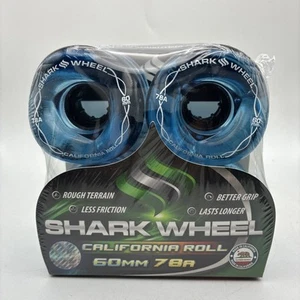 Shark Wheel California Roll 60MM 78A Skateboard Clear Blue Black 4 Pack Wheel - Picture 1 of 3