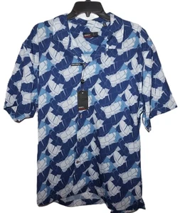 QUIETI Performance 4-Way Stretch Short Sleeve Shirt XXL Navy Blue Floral NWT - Picture 1 of 3