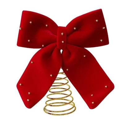 Christmas Tree Topper Bowknot Xmas Tree Ornament for Party Supplies Cafe - Image 1 of 4