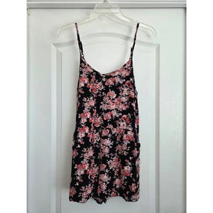 Angie Romper Floral Print Sleeveless Casual Summer Black Pink Women's Sz M Boho - Picture 1 of 6