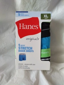Hanes Stretch Boxer Briefs Boys 5 Pack XL 16 18 - Picture 1 of 3