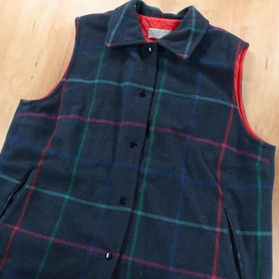 Chaleco a presión de lana Pendleton de colección para mujer MEDIANO acolchado forrado a cuadros hecho en Estados Unidos Foto 1 de 4