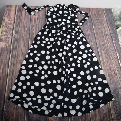 Vestido J.Crew Mujer 2 Negro Blanco Lunares Seda Halter Maxi Línea A Fiesta L6381 Foto 1 de 4