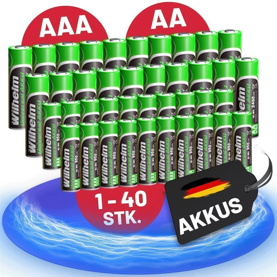 Akku AA Mignon AAA Micro Wilhelm Universal wiederaufladbar NiMh - Bild 1 von 1