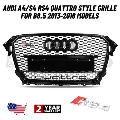 Parrilla delantera de malla con Quattro para Audi A4 S4 B8.5 RS4 Style 2013-2015 2014 Foto 1 de 4