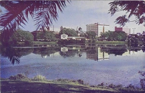 Vintage Florida Chrome Postcard St Petersburg Reflections in Mirror Lake - Imagen 1 de 2