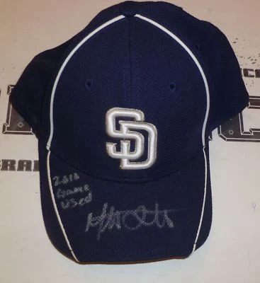 Mat Latos Signed 2010 Padres Baseball Game Used Hat PSA/DNA COA SD SP Autograph - Image 1 of 4