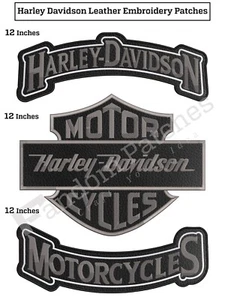12 Inch Harley Davidson Leather Embroidery Patch Leather Harley Motorcycle Patch - Picture 1 of 4