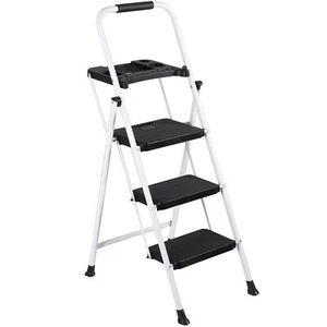 3 Step Ladder Folding Step Stool with Tool Tray Wide Anti-Slip Pedal Lightweight - Picture 1 of 12