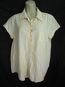 Duo Maternity Size X-Large Striped Yellow White Shirt Short Cap Sleeve XL - Picture 1 of 6