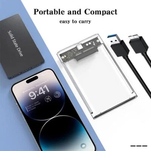 2.5" SATA USB 3.0 Clear Hard Drive Disk HDD SSD EnclosureExternal Case US E4K4 - Picture 1 of 11