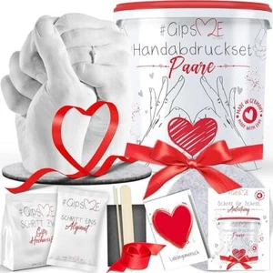 GipsME 3D Handabdruck Set für Paare mit Holzsockel Gipsabdruckset Hände Geschenk - Bild 1 von 4