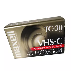 Maxell: TC-30 VHS-C Premium High Grade - HGX Gold - Foto 1 di 1
