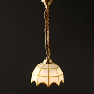 Working White Tiffany Ceiling Light Tumdee 1:12 Scale Dolls House Miniature 5004 - Picture 1 of 9