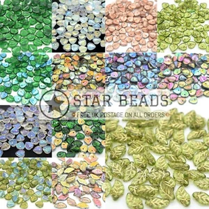 CZECH FACETED PRESSED GLASS LEAF / LEAVES BEADS - PICK COLOUR & SIZE - Picture 1 of 24