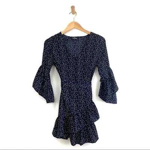 Lulu’s Polka Dot Faux Wrap Dress with Flutter Sleeves Size S - Picture 1 of 7