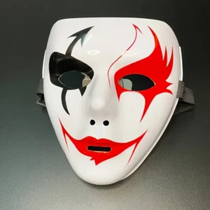 New! Joker Clown Face Plastic Costume Mask Red/Black Masquerade Devil Anime - Picture 1 of 1