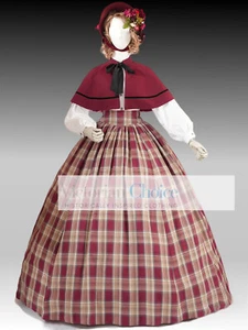 Victorian Dickens Fair Pioneer Women Tartan Cape Dress Little Women Theater 314 - Bild 1 von 6