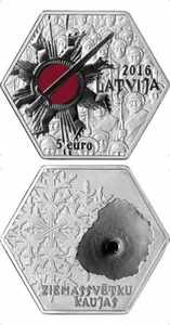 5 euros 2016 Letonia-Letonia-Navidad-Batallas militares-Prueba de monedas de plata - Imagen 1 de 3