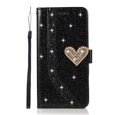Flip Bling Glitter Love Leather Phone Case For iPhone 15 14 13 12 11 Pro Max - Image 1 of 4