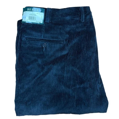 NWT Berle Corduroy Pants Pleated Front Black Size 40 UNHEMMED Made in USA  - Image 1 of 4