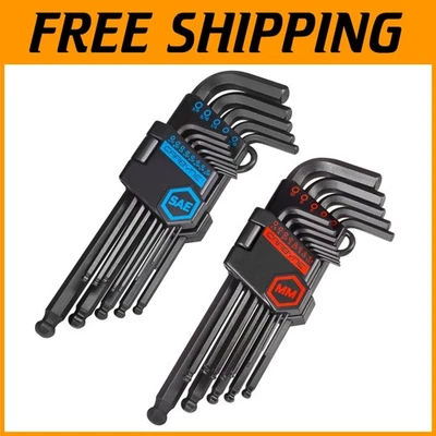 Versatile 26-Piece Long Arm Ball End Hex Key Set - Includes Metric & SAE Sizes - Image 1 of 4