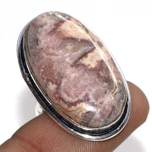 925 Silver Plated Rhodochrosite Ring Handmade Gemstone Jewelry Size US 7 AU e816 - Bild 1 von 3