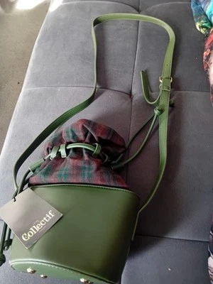 Collectif London Stevie Bucket Bag Green Tartan   BNWT - Image 1 of 4