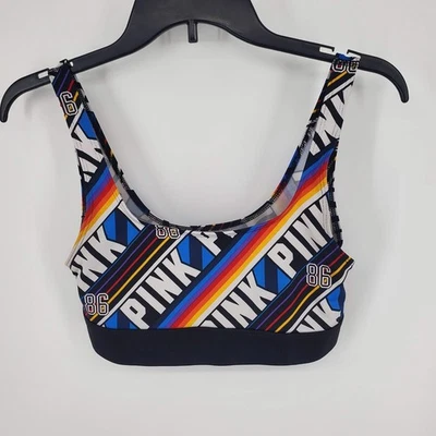 PINK Victoria's Secret Ultimate Lightly Lined Sports Bra Rainbow Print - Image 1 of 4