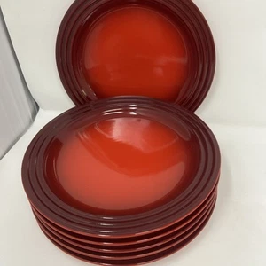6 Le Creuset Red Salad Plates - Picture 1 of 3