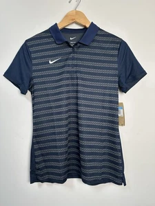 Nike Women's Dri-FIT Striped Golf Polo Shirt Blue Size Medium NEW Style FJ9573 - Picture 1 of 7