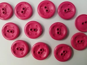VINTAGE BUTTONS SET OF 11 BRIGHT PINK TUZ1306 - Picture 1 of 2