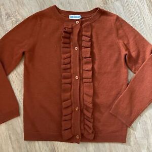 JACADI Paris Ruffle Burnt Orange Kids Wool Cardigan Size 6