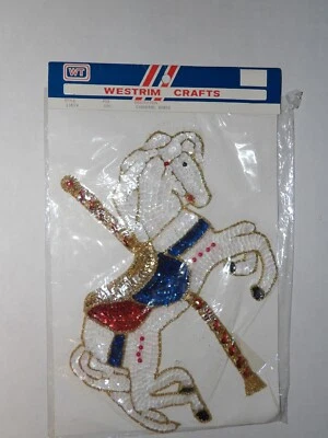 Vintage Westrim Crafts Large Sequin Patch Carousel Horse New and Unused - Image 1 of 4